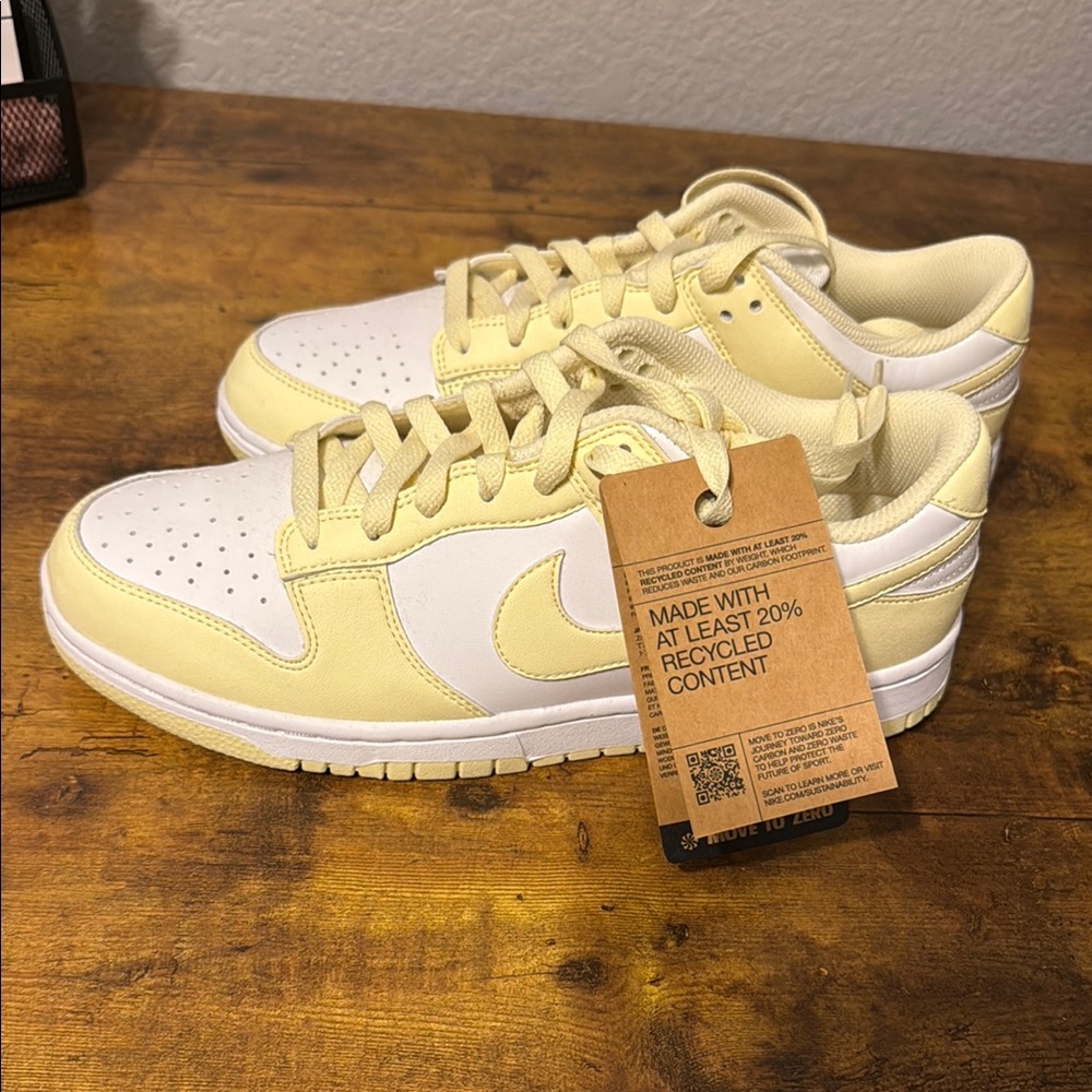 Nike Yellow and White Sneakers, never worn size 9.5